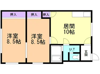 フジナカコーポVI(2LDK/2階)の間取り写真
