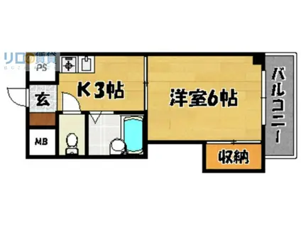 アティック常和(1K/2階)の間取り写真