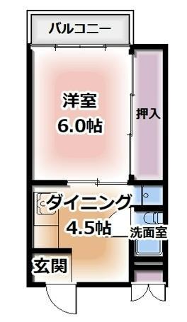 ルミウス黄金(1DK/4階)の間取り写真