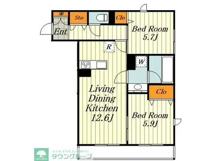 アビタシオン駒込(2LDK/2階)の間取り写真
