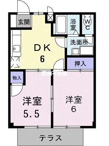 ブルーハイツI(2DK/1階)の間取り写真