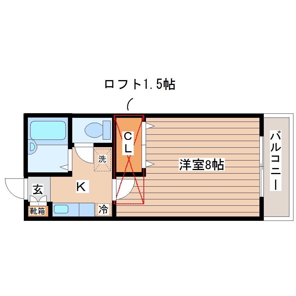 フラッツ青山(1K/1階)の間取り写真