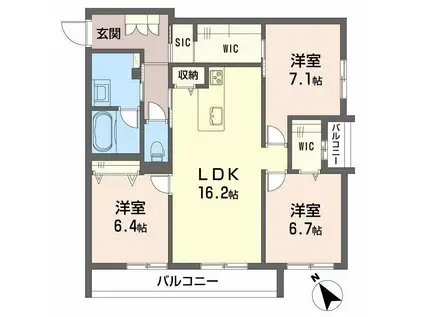 SHAMAISON グランフィリア(3LDK/3階)の間取り写真