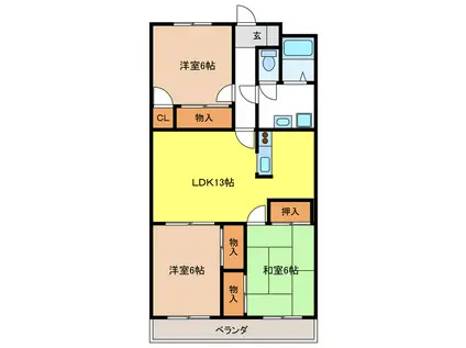 RAFFLES(3LDK/2階)の間取り写真