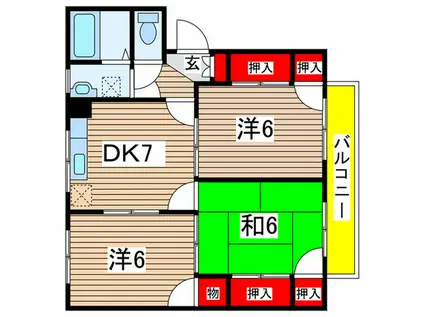 コーポ関本A(3DK/2階)の間取り写真