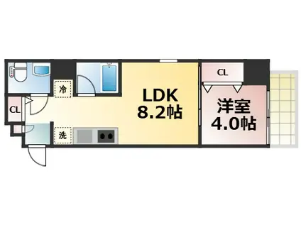 パークモダン高井田(1LDK/4階)の間取り写真