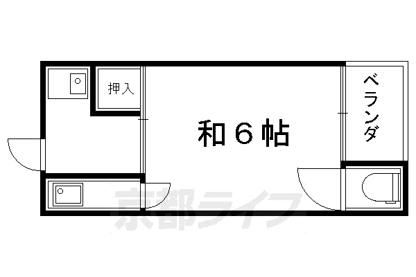 北白川ハイツ(1K/1階)の間取り写真
