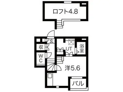 ランドスクエア上飯田(ワンルーム/1階)の間取り写真