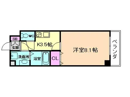 グランデトワールV(1K/1階)の間取り写真