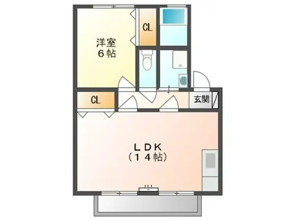 ブルーパール A(1LDK/2階)の間取り写真
