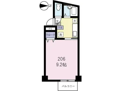 グランバリエ・II(1K/2階)の間取り写真