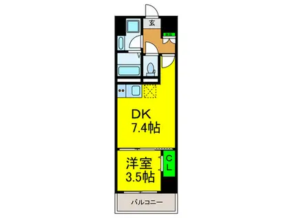 フウキレジデンス平野(1DK/4階)の間取り写真