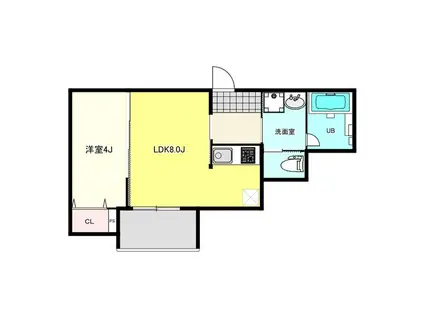 パロス大観町アルデア(1LDK/1階)の間取り写真