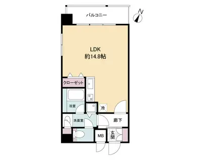 KDXレジデンス三宮(1LDK/8階)の間取り写真