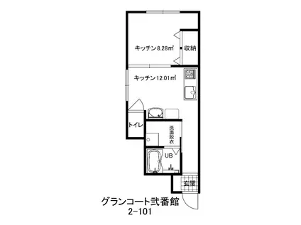 グランコート 弐番館(1DK/1階)の間取り写真