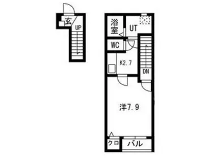 コハル・ファミリアII(1K/2階)の間取り写真