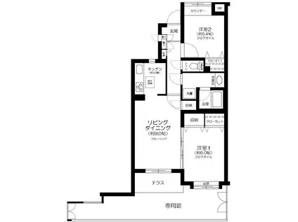 ベルハイム下北沢(2LDK/1階)の間取り写真
