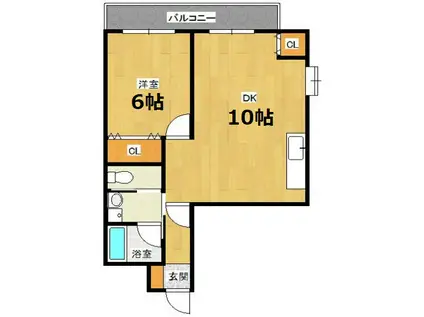 白百合グランドシャトー(1LDK/3階)の間取り写真