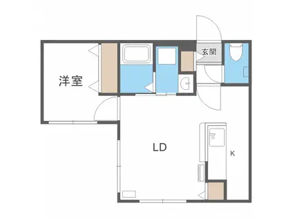 LE SUCRE平岸(1LDK/2階)の間取り写真