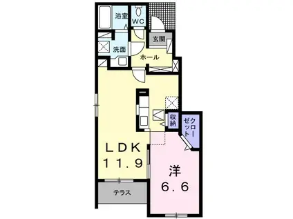 アムールH(1LDK/1階)の間取り写真