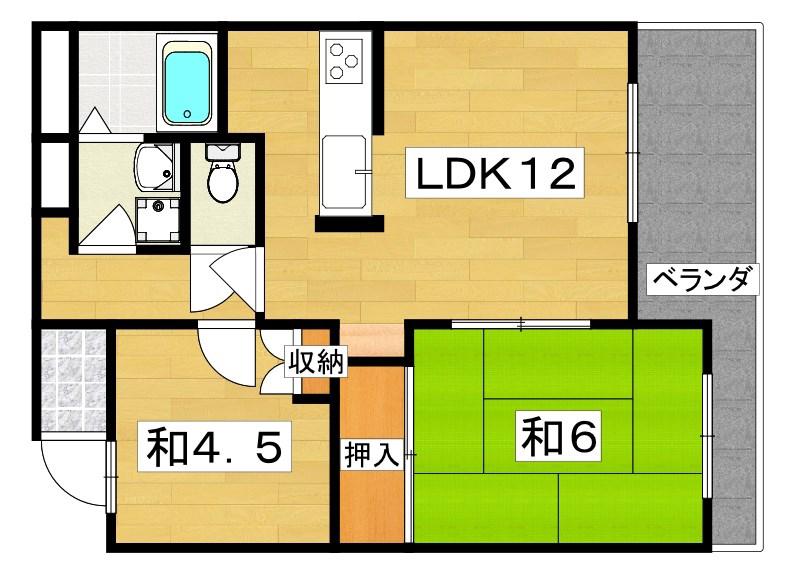 トリ・ビラージュ(2LDK/1階)の間取り写真
