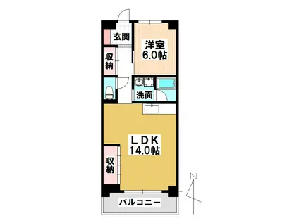 シャトール星宮(1LDK/3階)の間取り写真