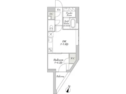 LUMIEC MEGURO ルミーク目黒(1DK/6階)の間取り写真