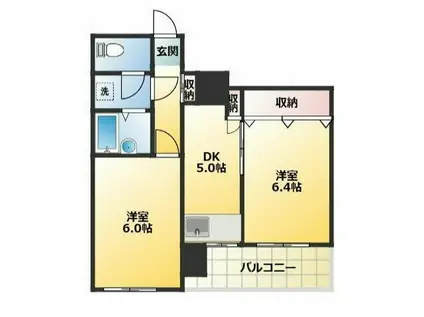 VISUAL CITY(2DK/6階)の間取り写真