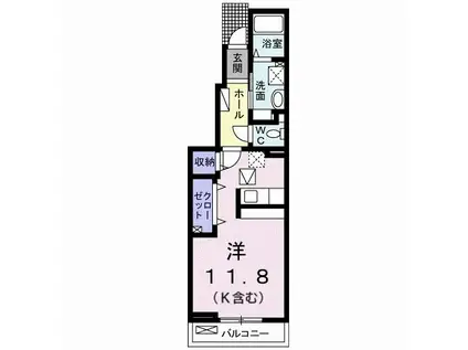 ボヌールF(ワンルーム/1階)の間取り写真