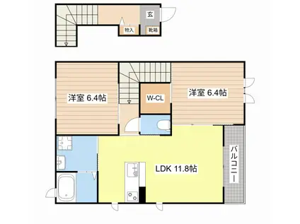 エイトタウン475(2LDK/2階)の間取り写真