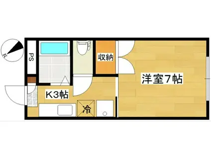 パインクレスト(1K/1階)の間取り写真