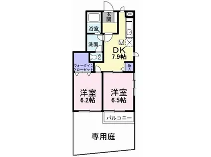 ソレアード 高岡(2DK/1階)の間取り写真