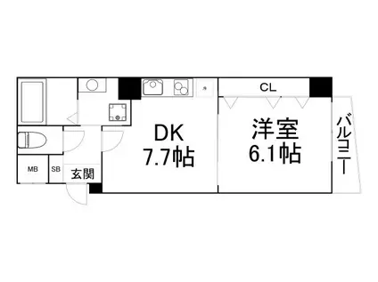 日興桜川ハイツ(1DK/8階)の間取り写真