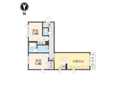 コンフォートガーデン(2LDK/2階)の間取り写真