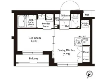 アーバンパーク方南町II(1DK/2階)の間取り写真