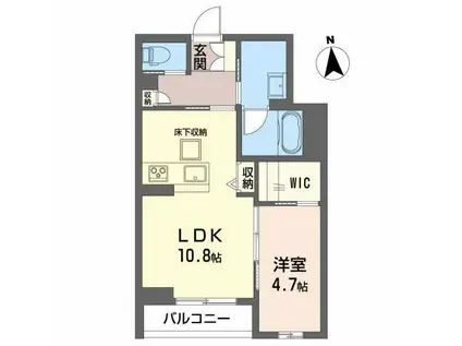 ソッリーソ蒲町(1LDK/1階)の間取り写真