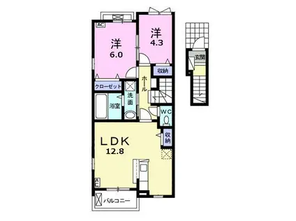 コンフォート856 I(2LDK/2階)の間取り写真