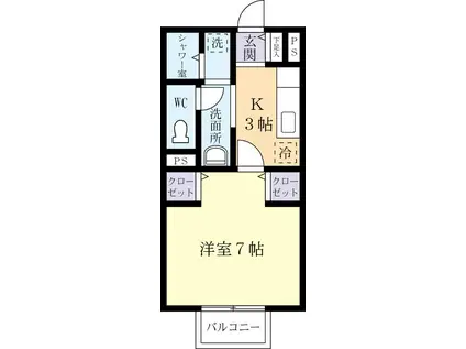 サニーソフィア(1K/2階)の間取り写真