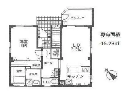 ジュネス初台(1LDK/1階)の間取り写真