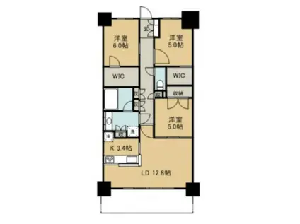 レーベン守谷THE SQUARE(3LDK/7階)の間取り写真