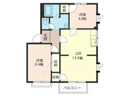カメリアクールA(2LDK/2階)の間取り写真