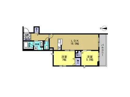 メゾン オルジュ(2LDK/4階)の間取り写真