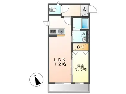 HOPELODGE I(1LDK/2階)の間取り写真