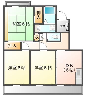 ヴィラエスポワール(3DK/4階)の間取り写真