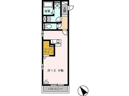 メルローズ(ワンルーム/2階)の間取り写真