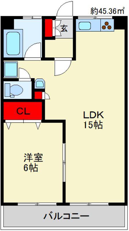 花宅ビル(1LDK/7階)の間取り写真