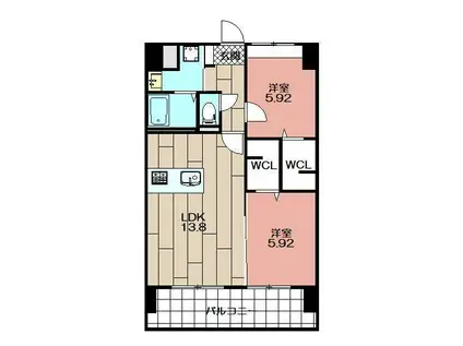 THE SQUARE・GLORY RESIDENCE(2LDK/11階)の間取り写真