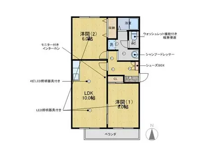 オクトスUEDA(2LDK/2階)の間取り写真