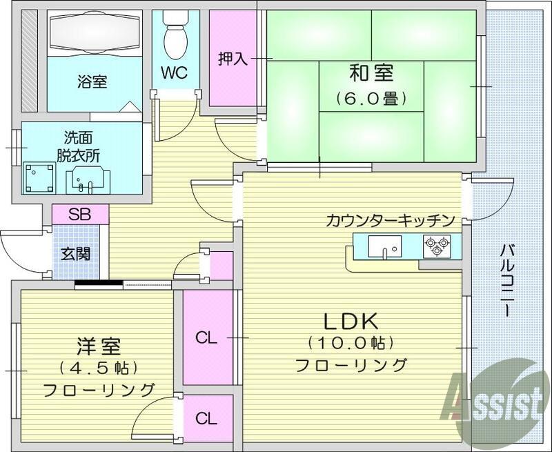 ホワイトビル庄子(2LDK/2階)の間取り写真