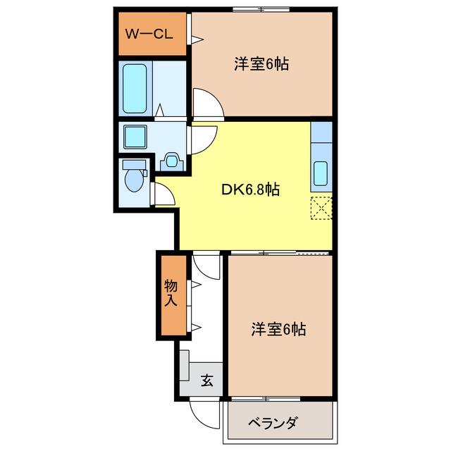 セレーノ I・II(2DK/1階)の間取り写真